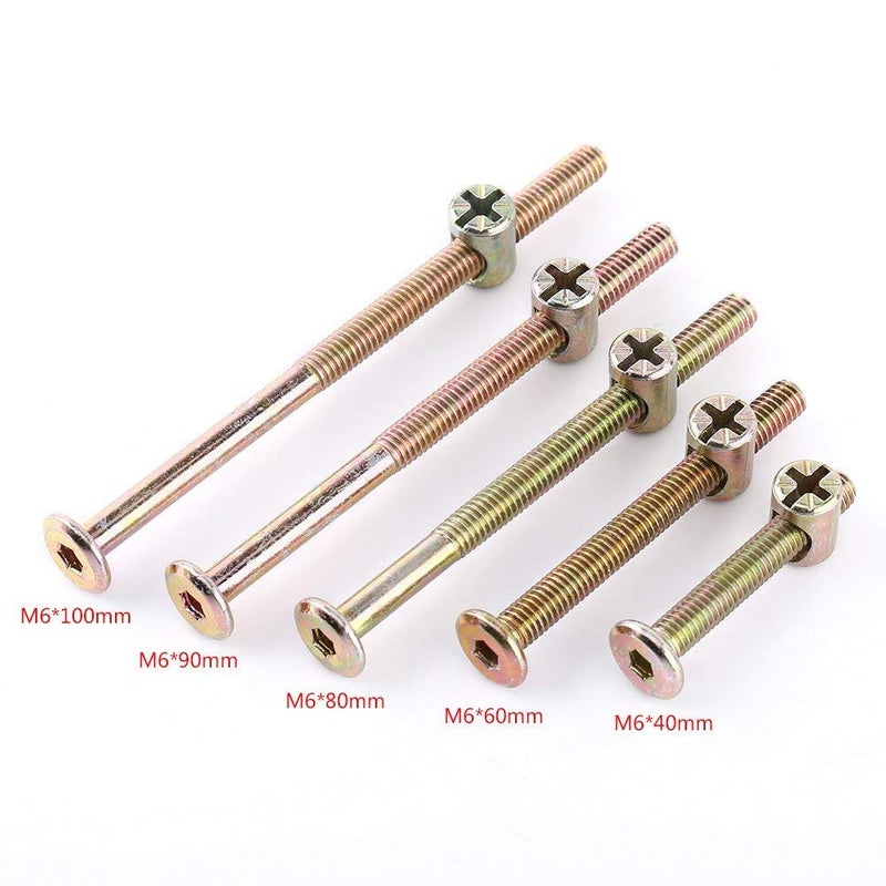 Chazcool 10 Pack M6 X 100mm Barrel Bolt Nuts, Cross Dowel Set for Furniture Cots Beds Chair Crib Spare Connector Parts(100mm) - Image 2